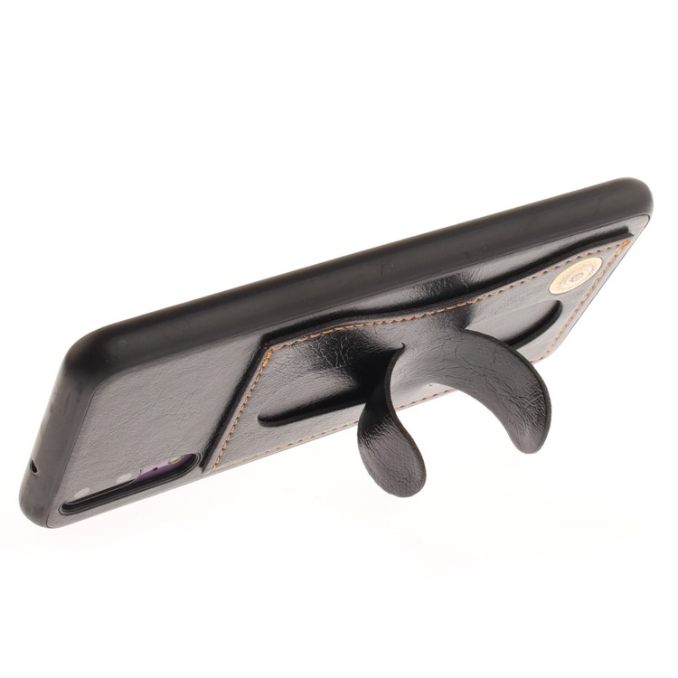 Card Holder PU Leather Coated TPU Case with Kickstand for Huawei P20 - Black-7