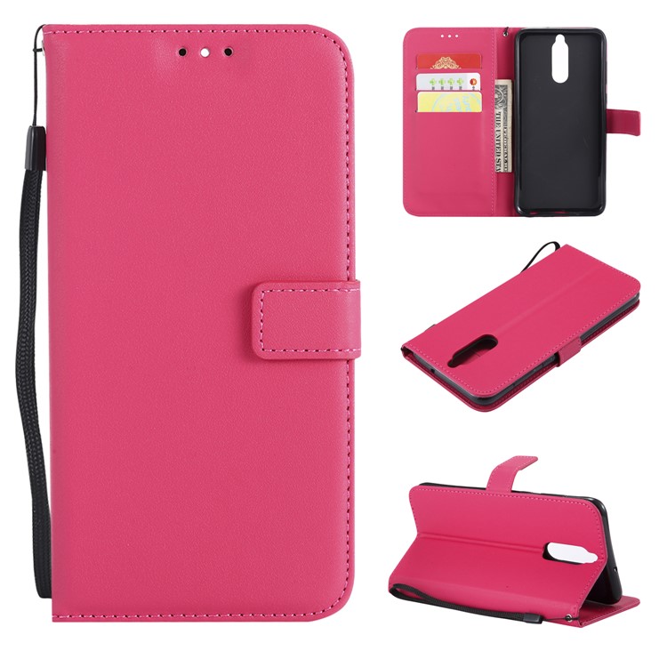 Wallet Stand Leather Protection Mobile Phone Cover for Huawei Mate 10 Lite / nova 2i / Maimang 6 / Honor 9i (India) - Rose