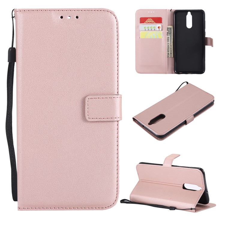 Wallet Stand Leather Protection Mobile Phone Shell for Huawei Mate 10 Lite / nova 2i / Maimang 6 / Honor 9i (India) - Rose Gold-1