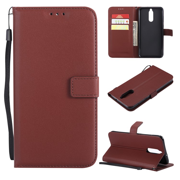 Folio Flip Wallet Leather Stand Mobile Casing for Huawei Mate 10 Lite / nova 2i / Maimang 6 / Honor 9i (India) - Brown-1