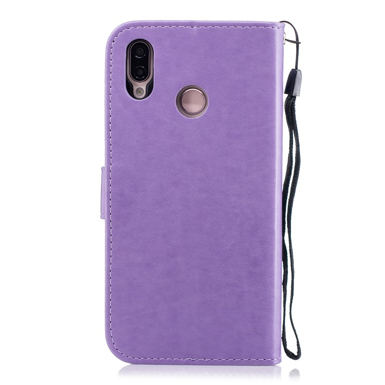 Imprinted Plum Blossom Leather Cell Phone Cover for Huawei P20 Lite / Nova 3e - Purple-2