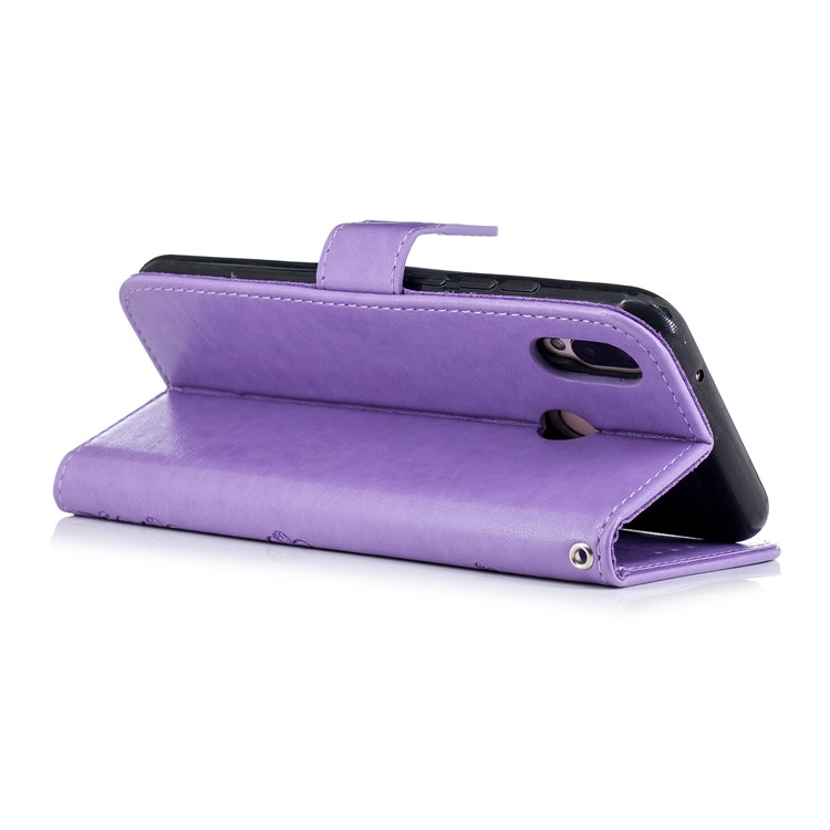 Imprinted Plum Blossom Leather Cell Phone Cover for Huawei P20 Lite / Nova 3e - Purple-3