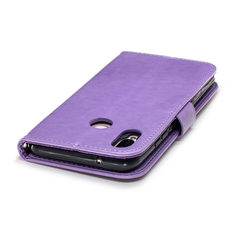 Imprinted Plum Blossom Leather Cell Phone Cover for Huawei P20 Lite / Nova 3e - Purple-6