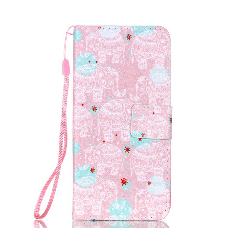 Gemusterte Leder Brieftasche Ständer Flip Gehäuse Mit Lanyard Für Huawei P20 - Stammeselefanten-1