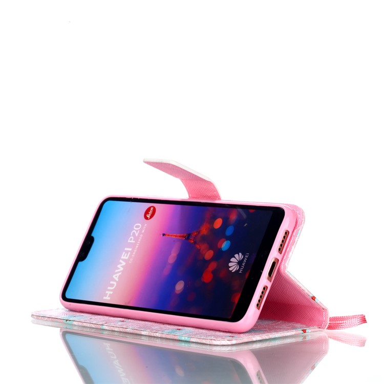 Gemusterte Leder Brieftasche Ständer Flip Gehäuse Mit Lanyard Für Huawei P20 - Stammeselefanten-4