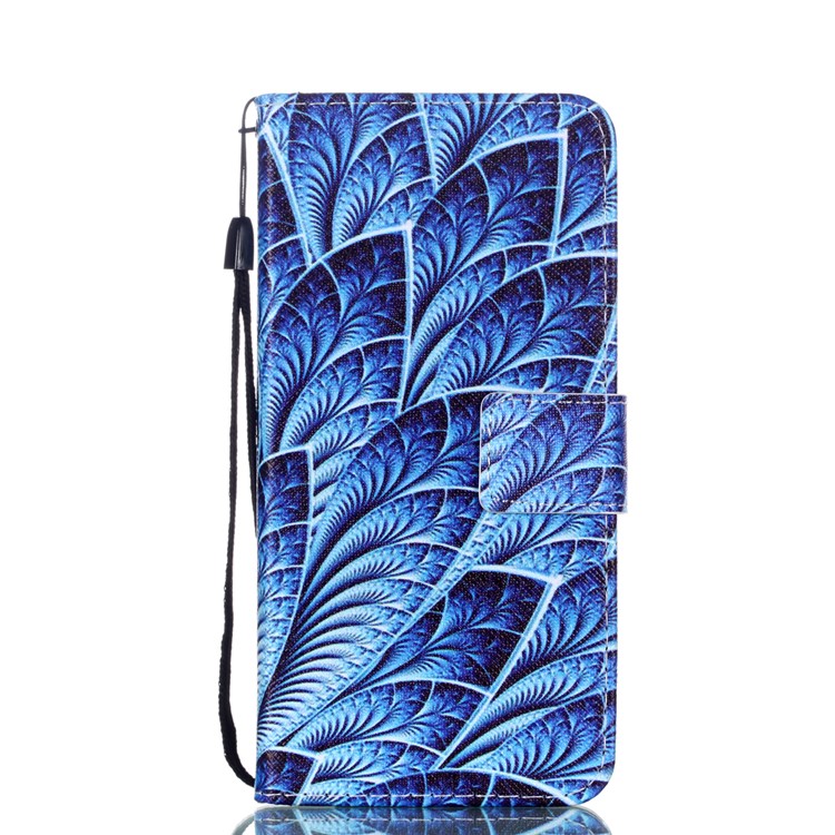 Cartera De Cuero Modelado Soporte De La Caja Del Teléfono Moible Con Cordón Para Huawei P20 - Plumas-1