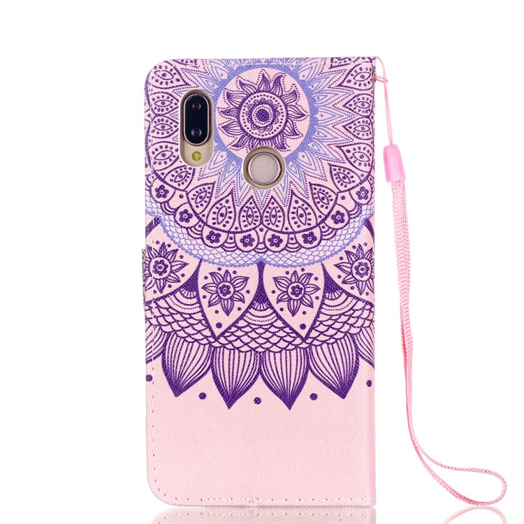 Patterned Leather Wallet Stand Cover with Lanyard for Huawei P20 Lite/Nova 3e (China) - Mandala Pattern-2
