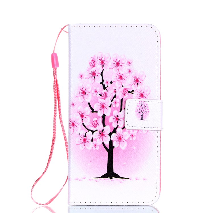 Patterned Leather Wallet Stand Flip Cover with Lanyard for Huawei P20 Lite/Nova 3e (China) - Plum Blossom-1