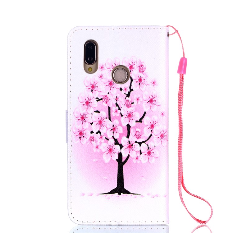 Patterned Leather Wallet Stand Flip Cover with Lanyard for Huawei P20 Lite/Nova 3e (China) - Plum Blossom-2