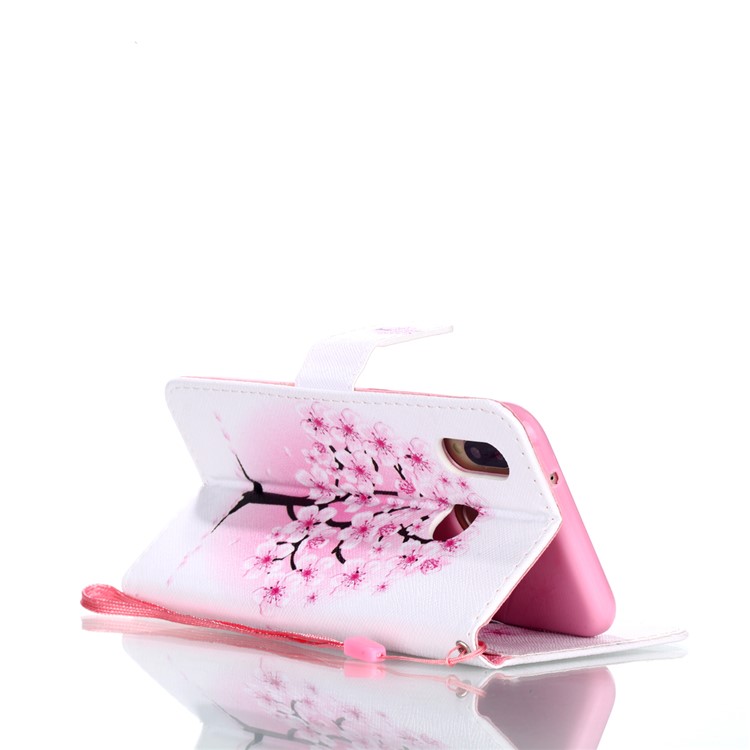 Patterned Leather Wallet Stand Flip Cover with Lanyard for Huawei P20 Lite/Nova 3e (China) - Plum Blossom-5