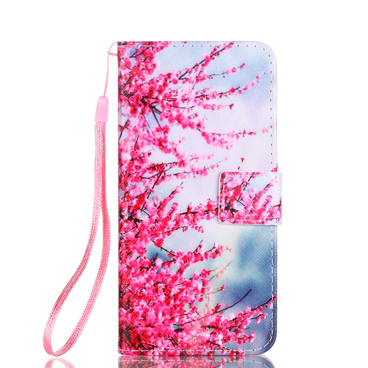 Patterned Leather Wallet Stand Phone Case with Lanyard for Huawei P20 Lite/Nova 3e (China) - Wintersweet Flowers-1