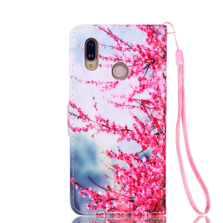 Patterned Leather Wallet Stand Phone Case with Lanyard for Huawei P20 Lite/Nova 3e (China) - Wintersweet Flowers-2