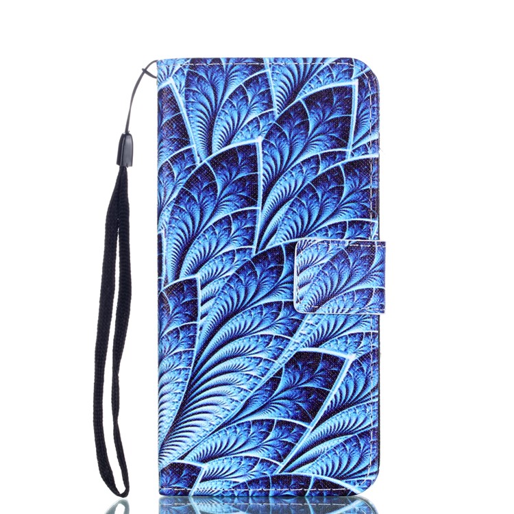 Patterned Leather Wallet Stand Mobile Cover with Lanyard for Huawei P20 Lite/Nova 3e (China) - Feathers-1