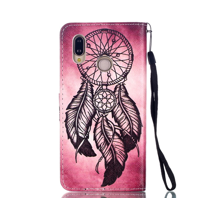 Patterned Leather Wallet Stand Protective Shell with Lanyard for Huawei P20 Lite/Nova 3e (China) - Dream Catcher-2