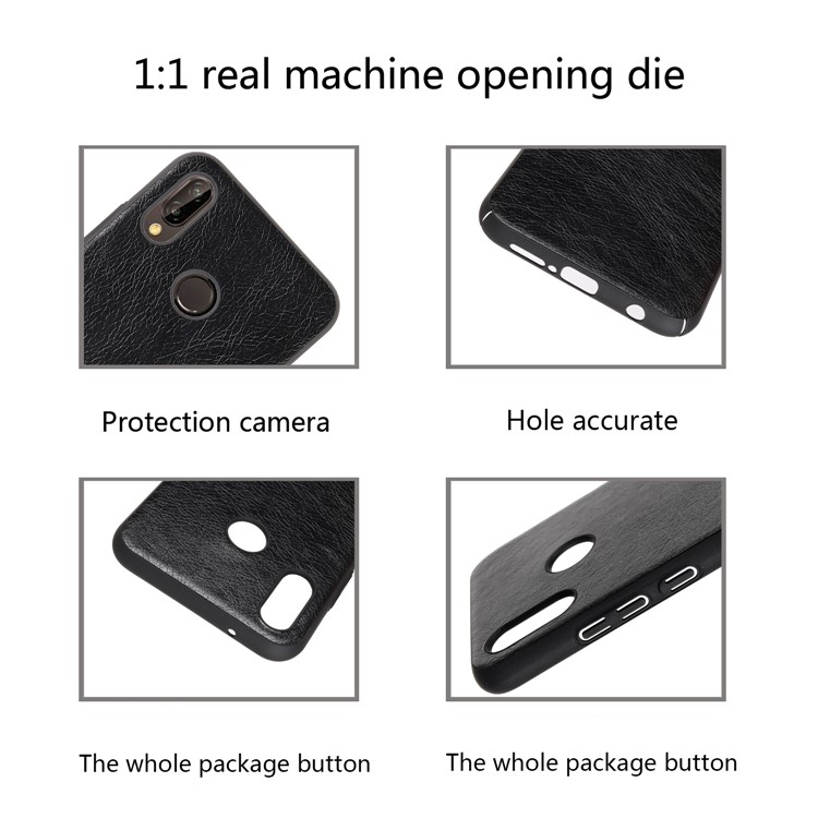 Crazy Horse Texture PU Leather Coated PC Hard Case for Huawei P20 Lite / Nova 3e - Black-5