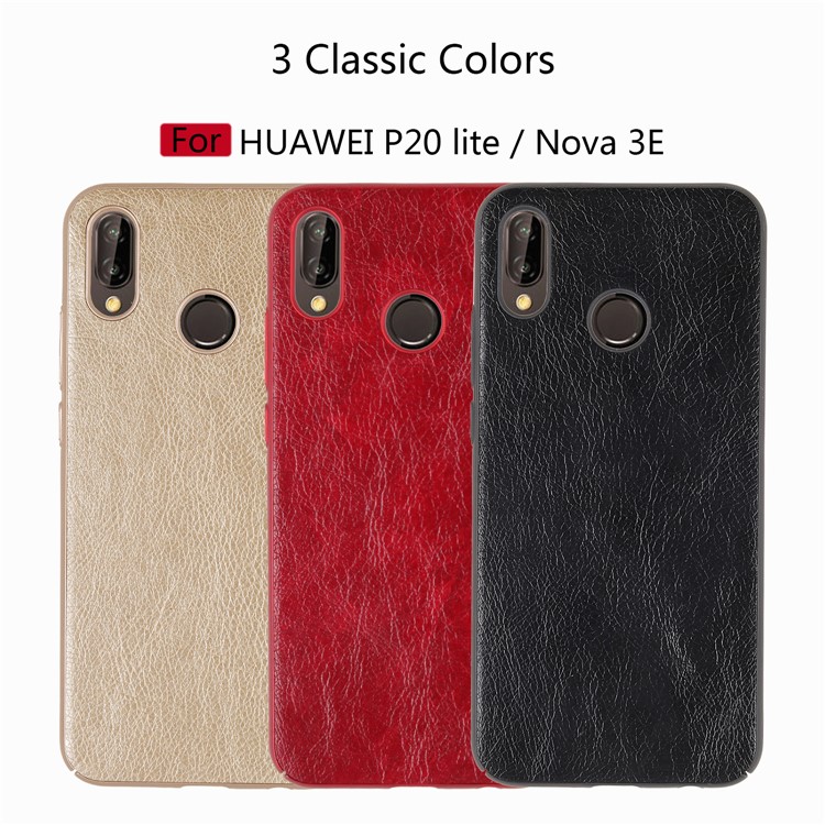 Crazy Horse Texture PU Leather Coated PC Hard Case for Huawei P20 Lite / Nova 3e - Black-8