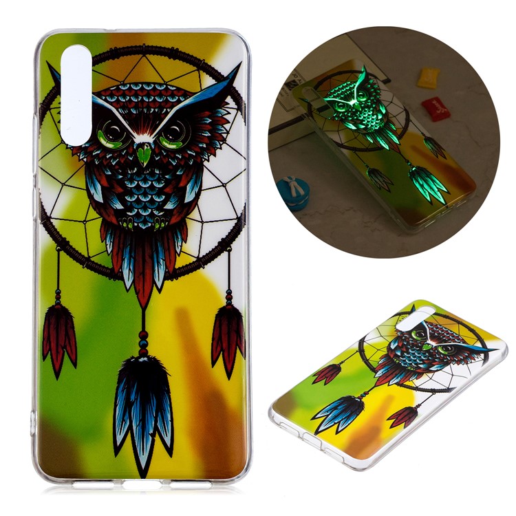Luminous IMD Patterned Soft TPU Gel Cover for Huawei P20 Pro - Owl and Dream Catcher-1