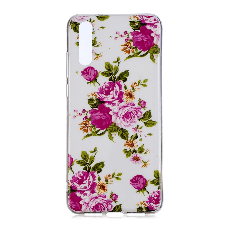 Tampa de Telefone TPU Suave Com TPU Com Estampamento IMD Luminoso Para Huawei P20 Pro - Flor Florescendo