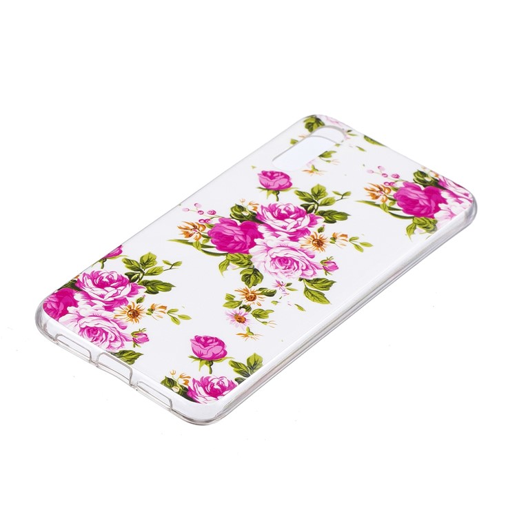 Tampa de Telefone TPU Suave Com TPU Com Estampamento IMD Luminoso Para Huawei P20 Pro - Flor Florescendo-2