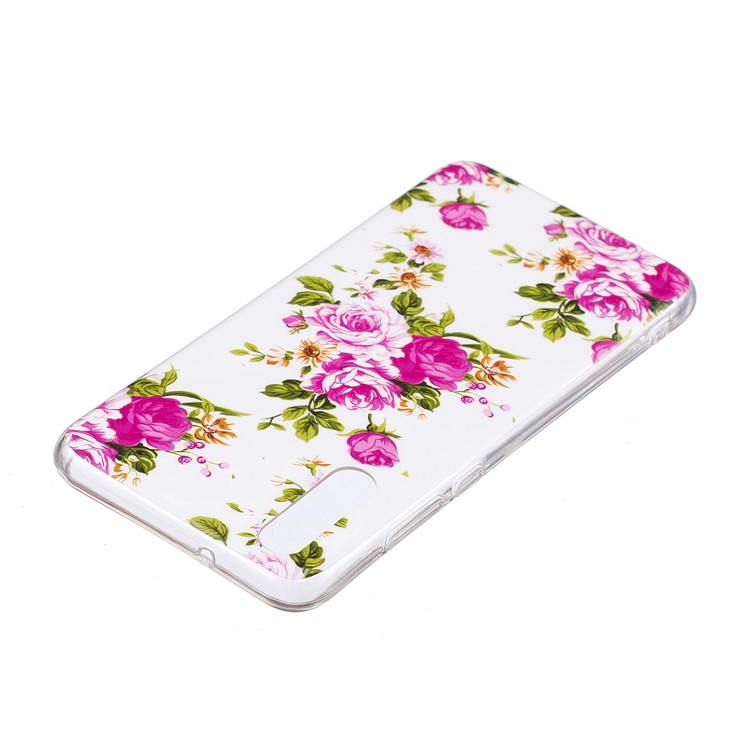 Tampa de Telefone TPU Suave Com TPU Com Estampamento IMD Luminoso Para Huawei P20 Pro - Flor Florescendo