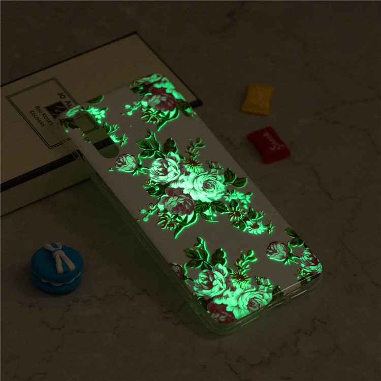 Tampa de Telefone TPU Suave Com TPU Com Estampamento IMD Luminoso Para Huawei P20 Pro - Flor Florescendo