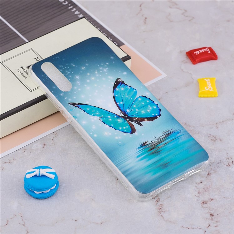 Luminous IMD Patterned Soft TPU Phone Shell for Huawei P20 Pro - Blue Butterfly-4