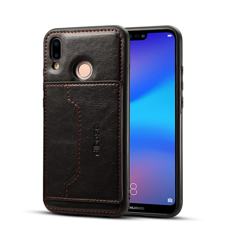 Crazy Horse PU Leather Coated PC TPU Hybrid Case for Huawei P20 Lite / Nova 3e - Black-1