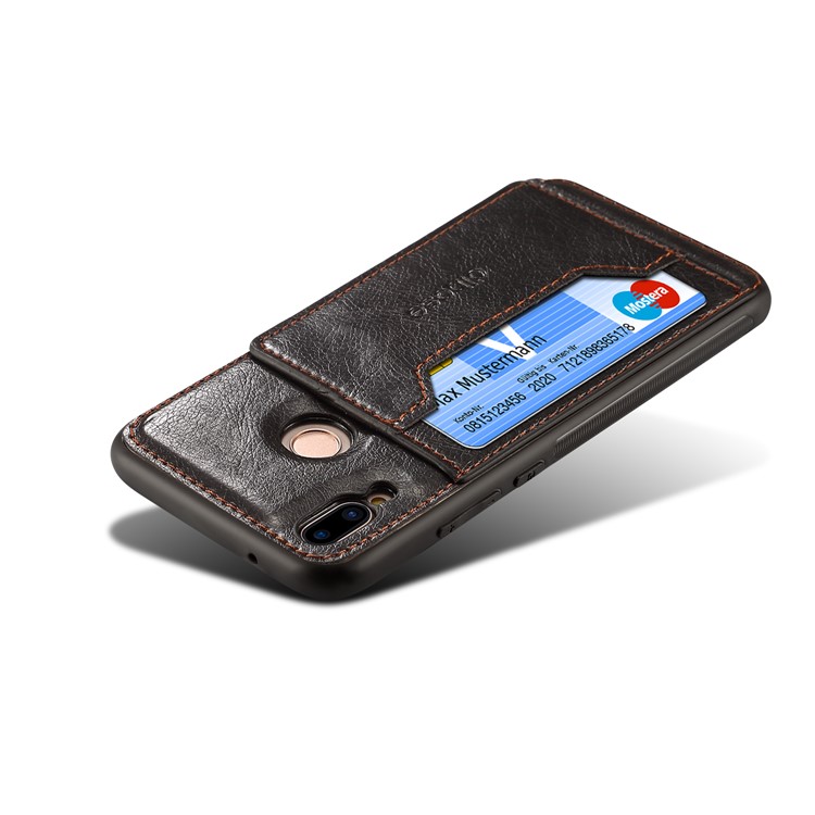 Crazy Horse PU Leather Coated PC TPU Hybrid Case for Huawei P20 Lite / Nova 3e - Black-4