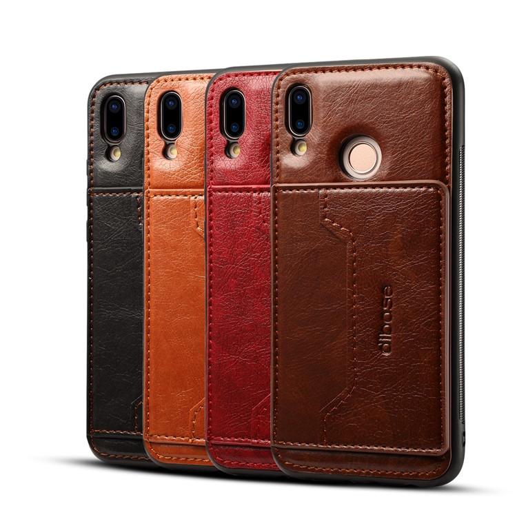 Crazy Horse PU Leather Coated PC TPU Hybrid Case for Huawei P20 Lite / Nova 3e - Black-5