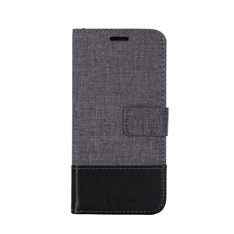 MUXMA Leather Canvas Splicing Stand Mobile Case for Huawei P20 Lite/Nova 3e - Black-11