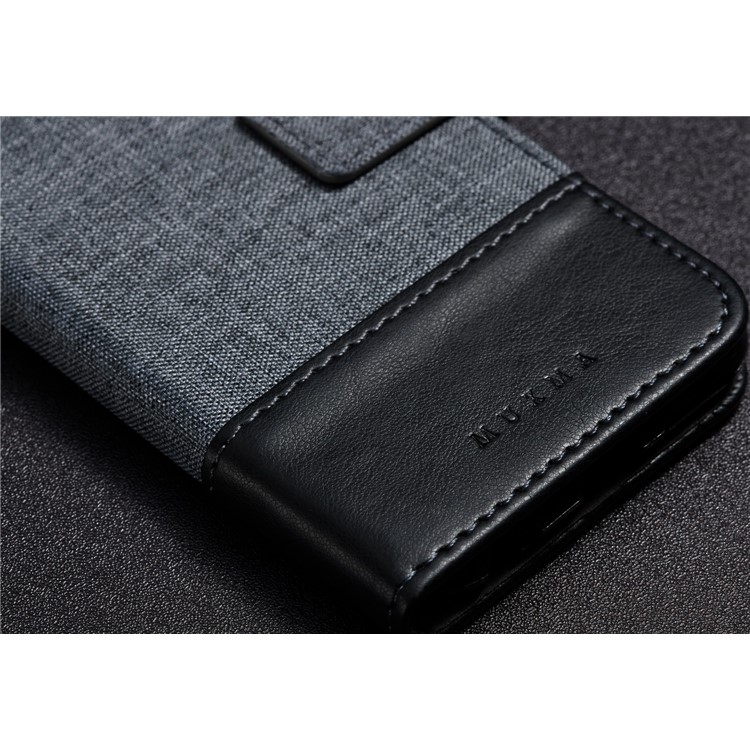MUXMA Leather Canvas Splicing Stand Mobile Case for Huawei P20 Lite/Nova 3e - Black-17