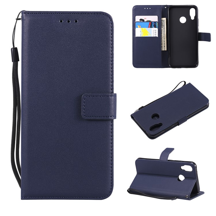 Leather Stand Case with Card Slots for Huawei P20 Lite / Nova 3e - Dark Blue-1