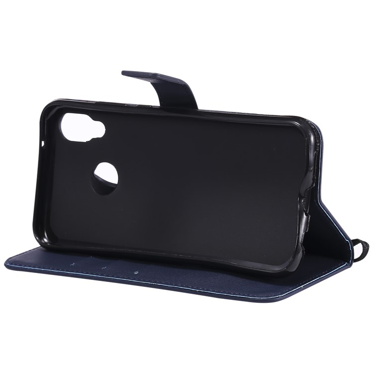 Leather Stand Case with Card Slots for Huawei P20 Lite / Nova 3e - Dark Blue-13