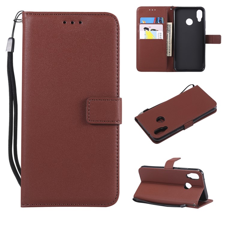 Leather Stand Cover with Card Slots for Huawei P20 Lite / Nova 3e - Brown-1