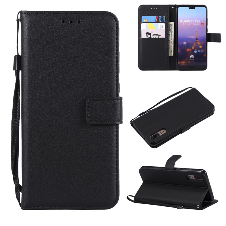 Wallet Leather Stand Case for Huawei P20 Pro - Black-1