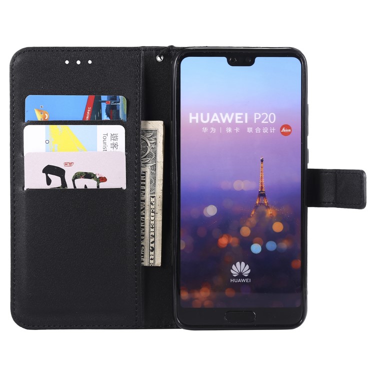 Wallet Leather Stand Case for Huawei P20 Pro - Black-3