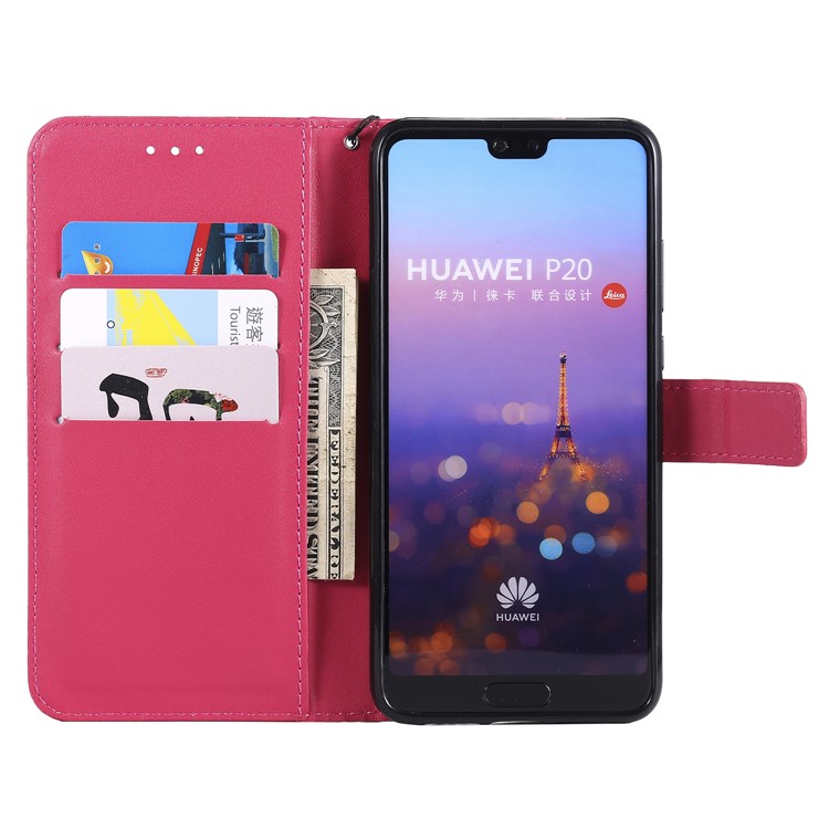 Wallet Leather Stand Cover for Huawei P20 Pro - Rose-3