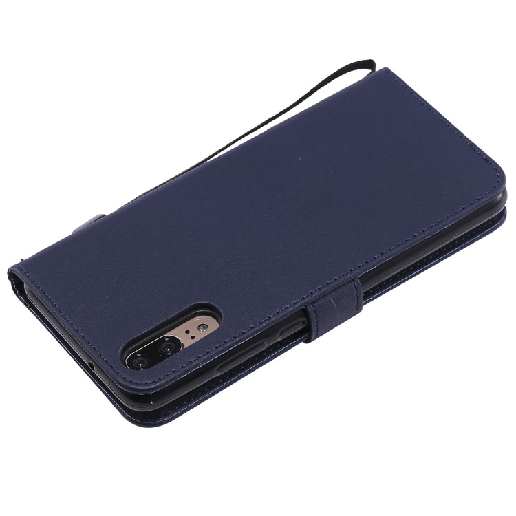 Magnetic Leather Stand Cover for Huawei P20 Pro - Dark Blue-4