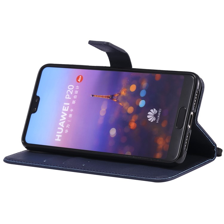 Magnetic Leather Stand Cover for Huawei P20 Pro - Dark Blue-5