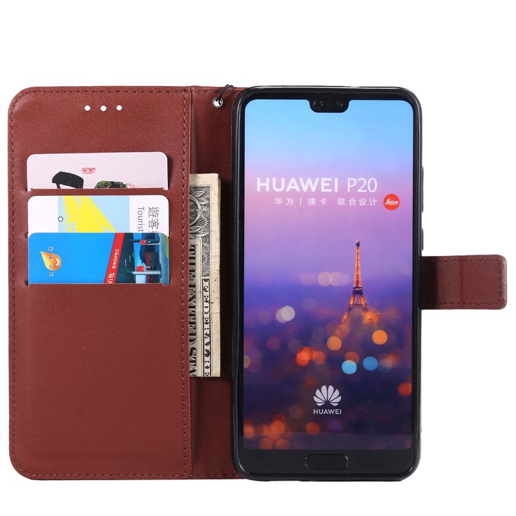 Cell Phone Leather Stand Case for Huawei P20 Pro - Brown-3