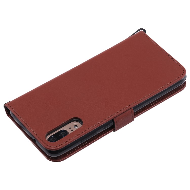 Cell Phone Leather Stand Case for Huawei P20 Pro - Brown-4