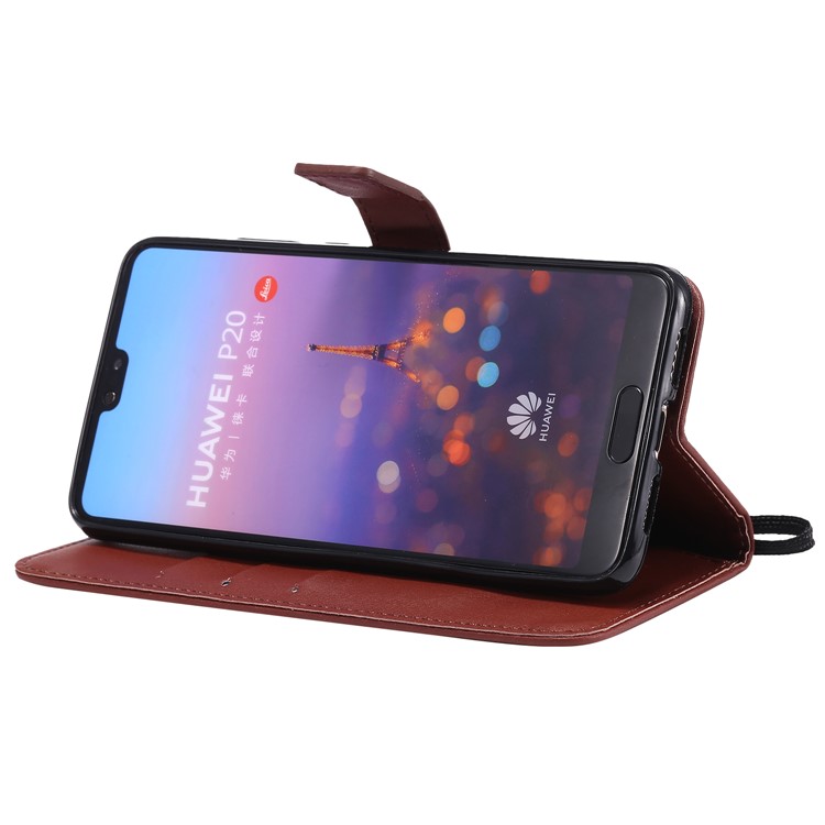 Cell Phone Leather Stand Case for Huawei P20 Pro - Brown-5