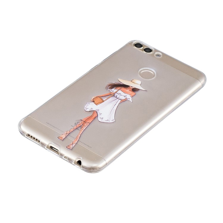 Printing Pattern TPU Case for Huawei P Smart/Enjoy 7S - Girl in White Dress-2