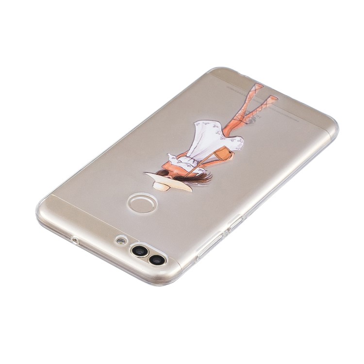 Printing Pattern TPU Case for Huawei P Smart/Enjoy 7S - Girl in White Dress-3