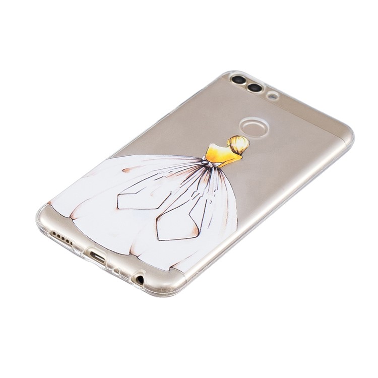 Padrão De Impressão Tampa TPU Para Huawei P Inteligente / Desfrutar 7S - Garota Em Vestido Sem Costas-2