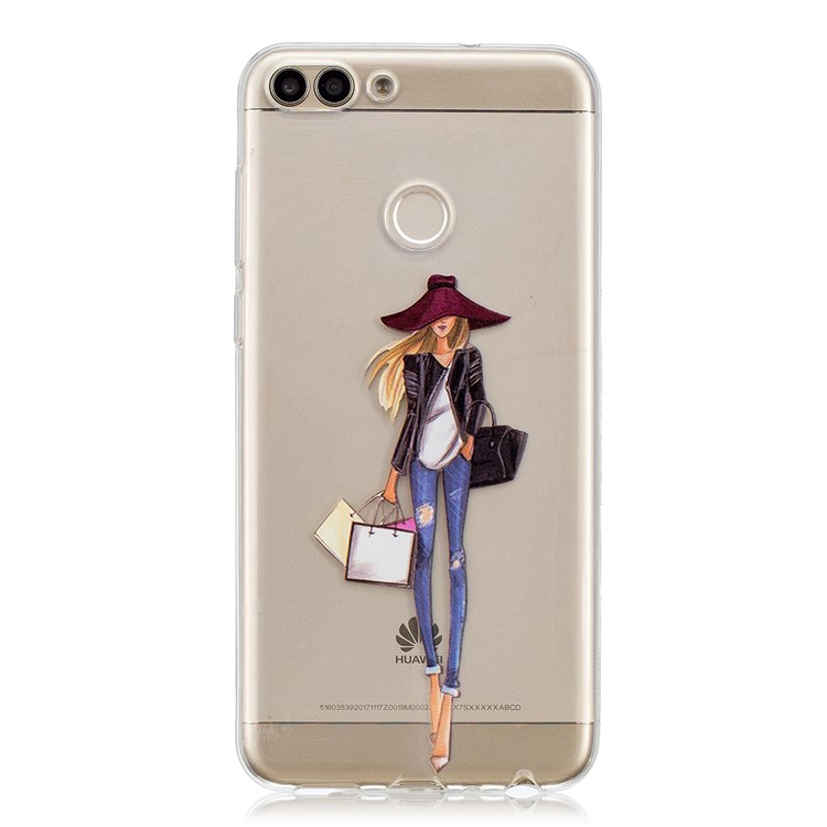 Printing Pattern TPU Shell for Huawei P Smart/Enjoy 7S - Fashion Lady-1