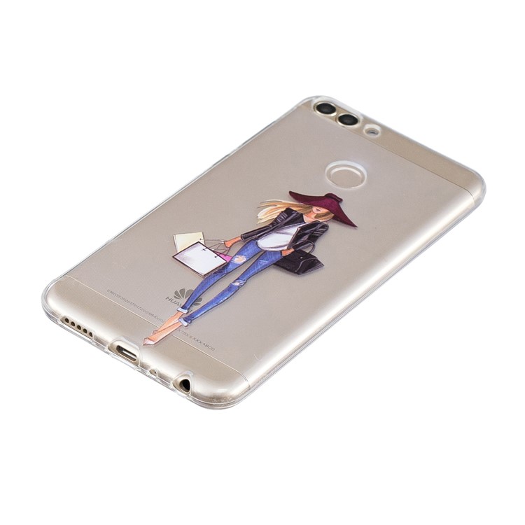 Printing Pattern TPU Shell for Huawei P Smart/Enjoy 7S - Fashion Lady-2