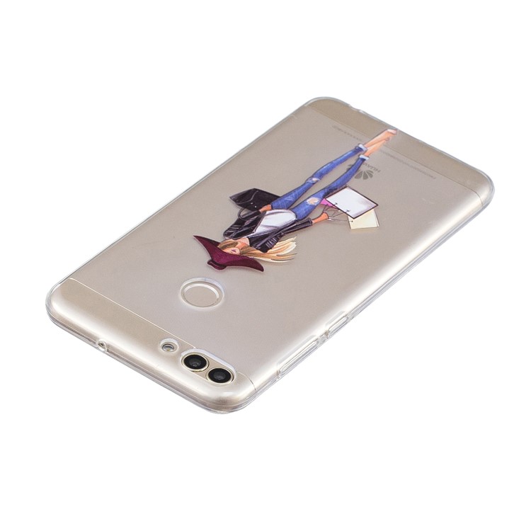 Printing Pattern TPU Shell for Huawei P Smart/Enjoy 7S - Fashion Lady-3