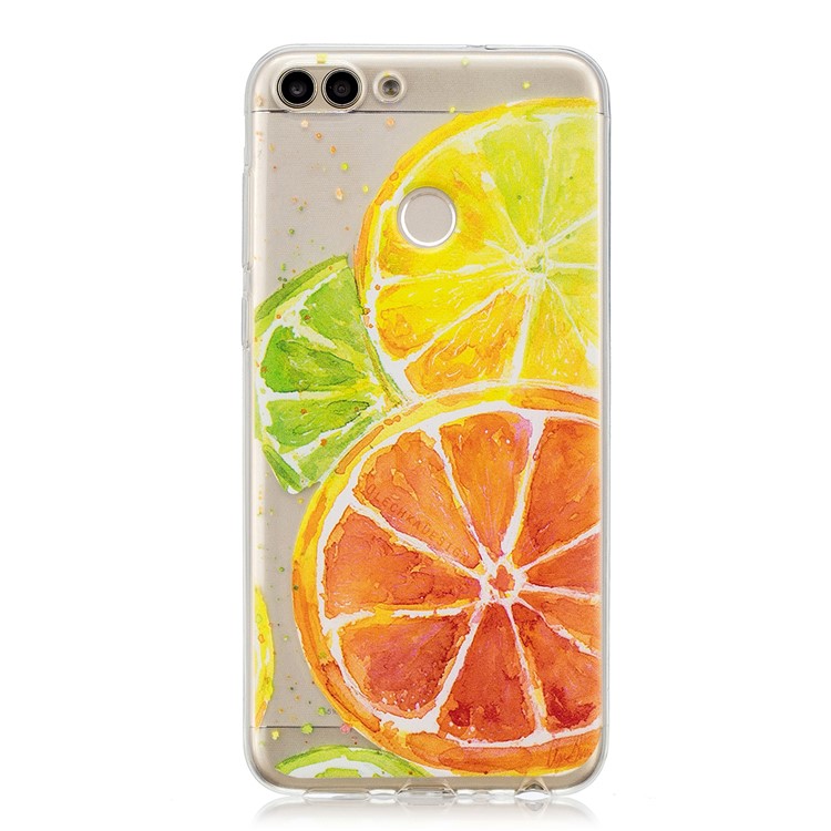 Printing Pattern TPU Phone Shell for Huawei P Smart/Enjoy 7S - Orange-1