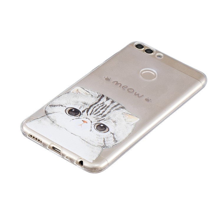 Printing Pattern TPU Cell Phone Case for Huawei P Smart/Enjoy 7S - Lovely Cat-2